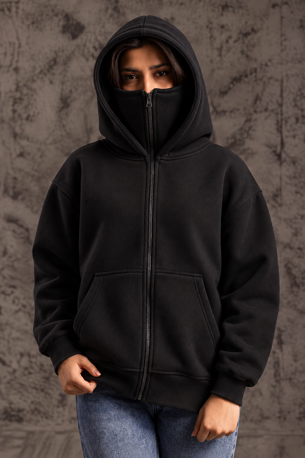 Balaclava Ninja Zipper Hoodie Jacket For Women