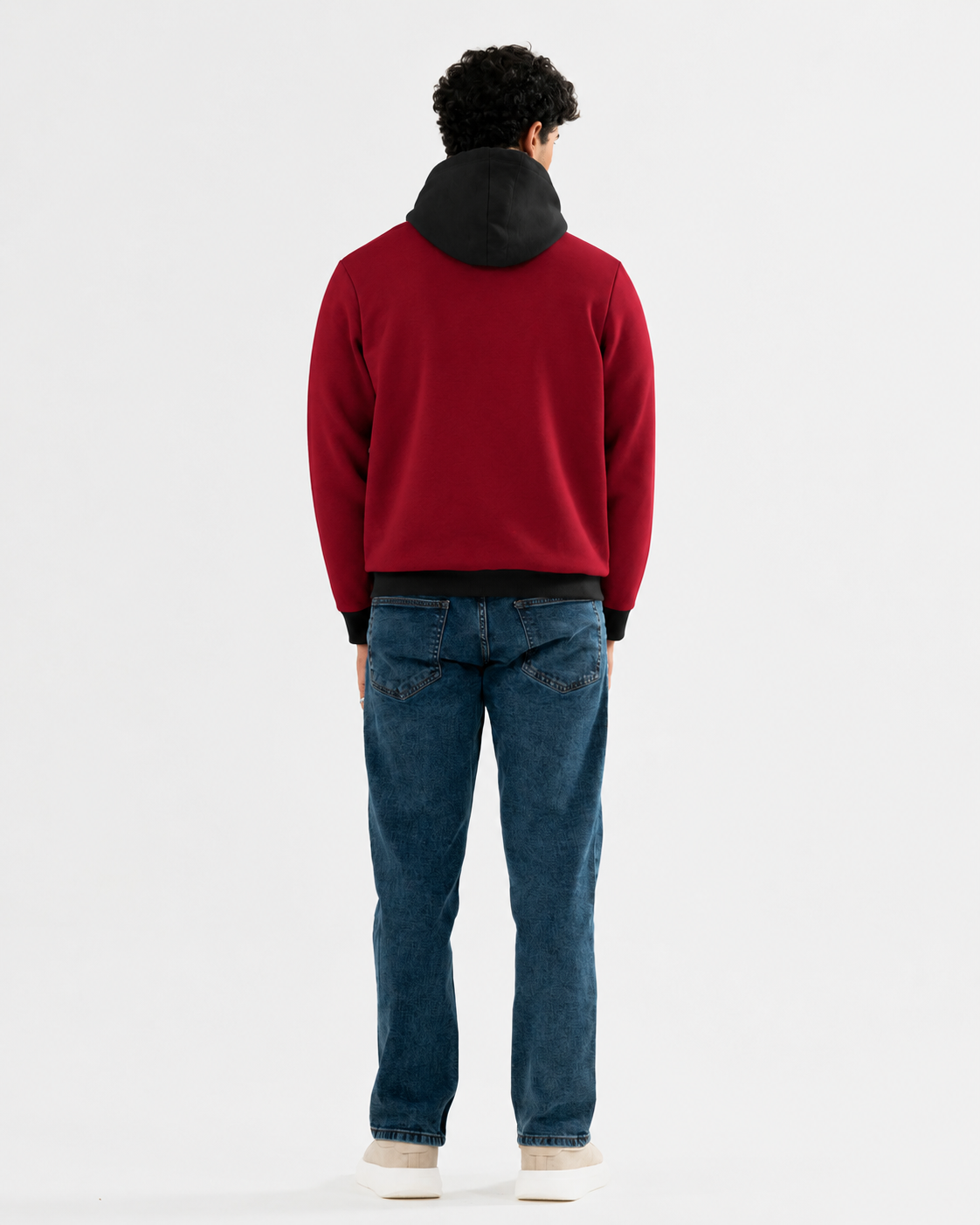 Maroon With Black Basic Hoodie For Men