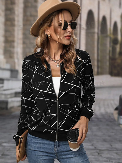 Winter Geo Printed Jacket For Women