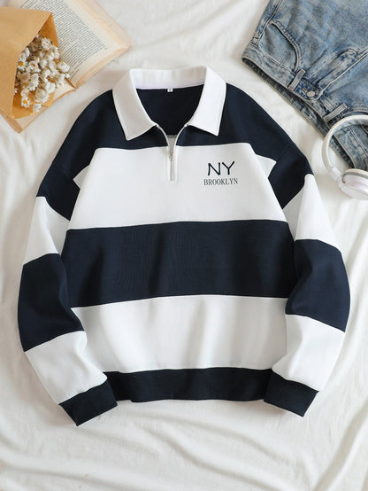 Winter Brooklyn Letter Sweatshirt For Women