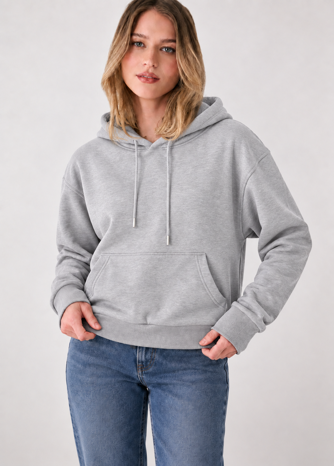 Winter Grey Basic Hoodie For Women