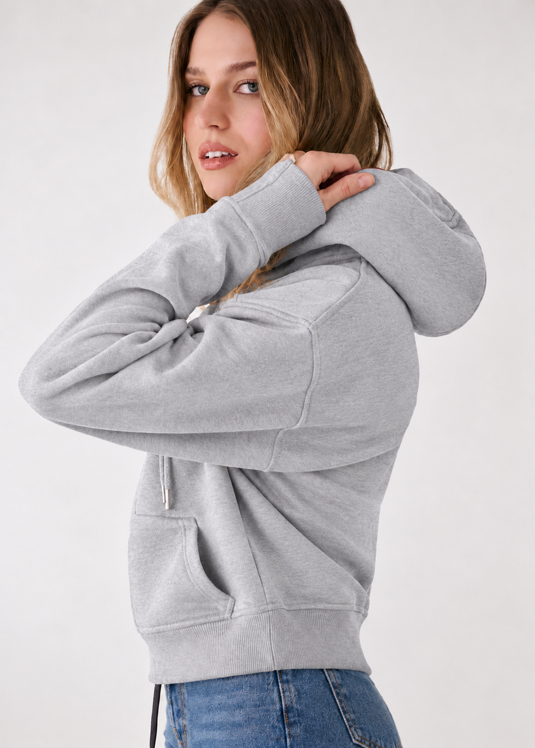 Winter Grey Basic Hoodie For Women