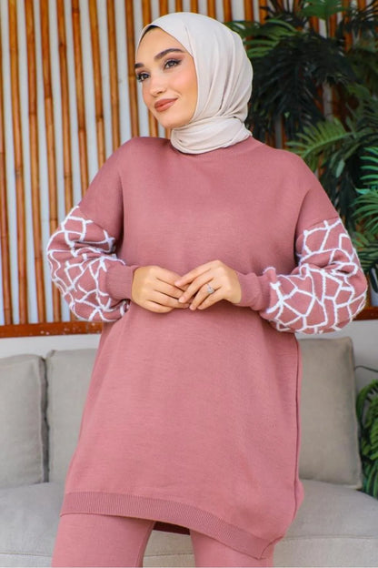 Winter Graffe Printed Long Sleeves 2 PC Co-Ord Set
