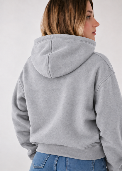 Winter Grey Basic Hoodie For Women