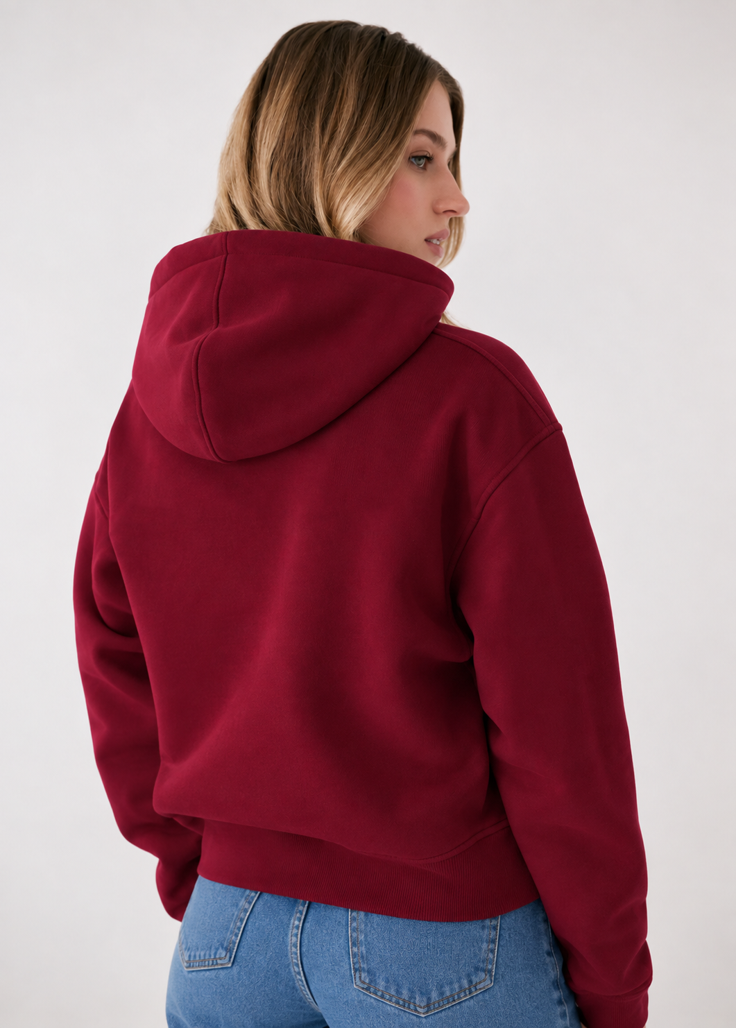 Winter Maroon Basic Hoodie For Women