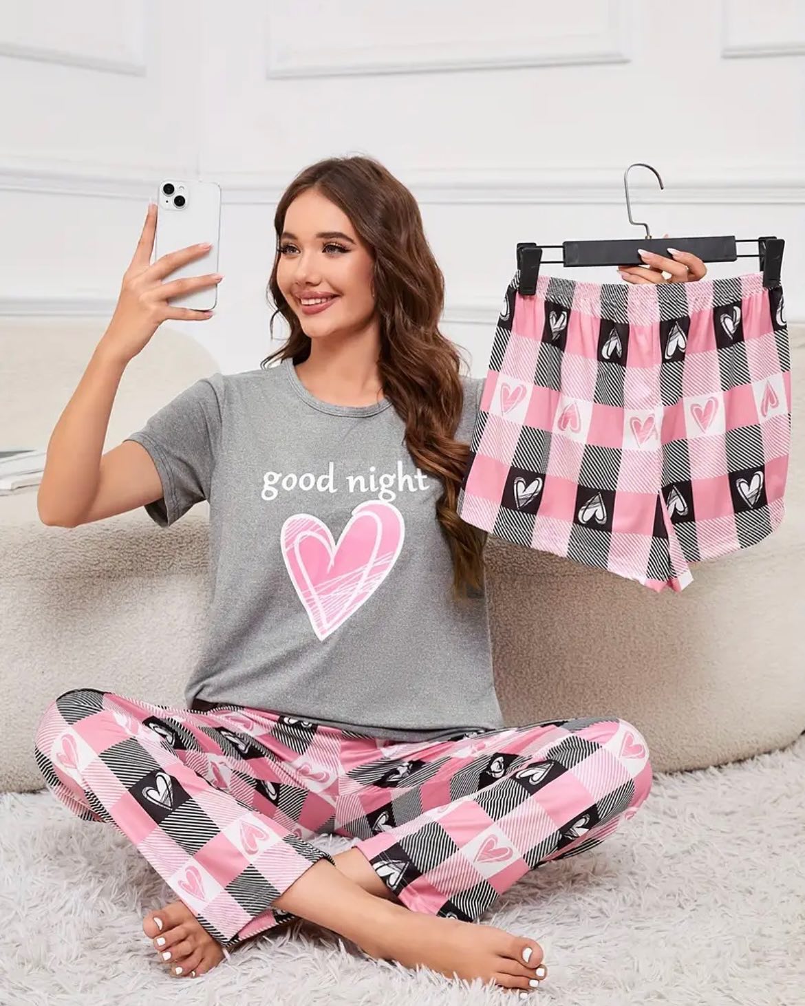 3 Piece Grey Night Nightwear