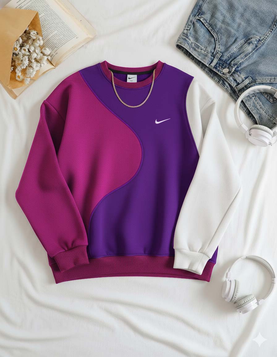 Winter Purple Multi Color Sweatshirt For Women