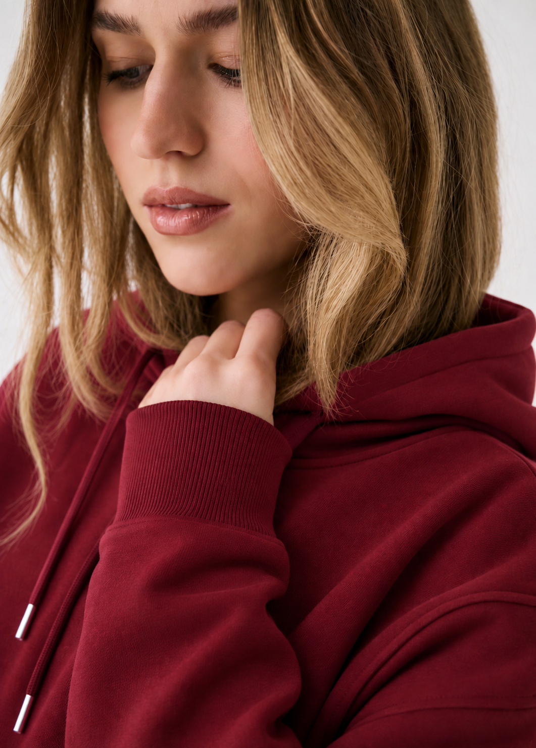 Winter Maroon Basic Hoodie For Women