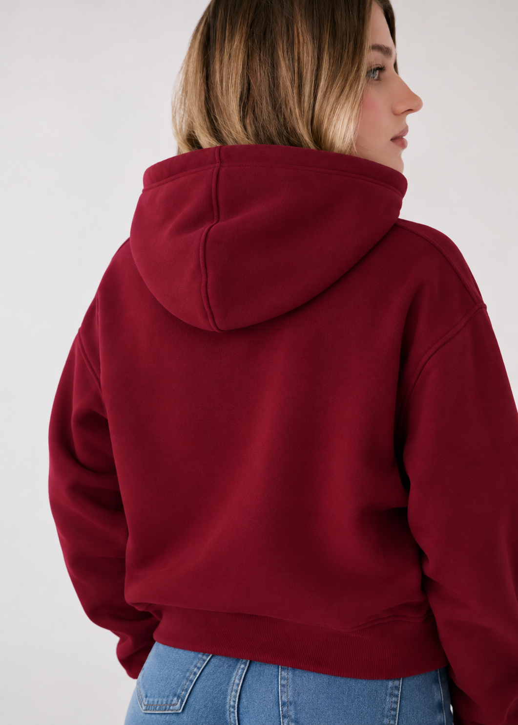 Winter Maroon Basic Hoodie For Women