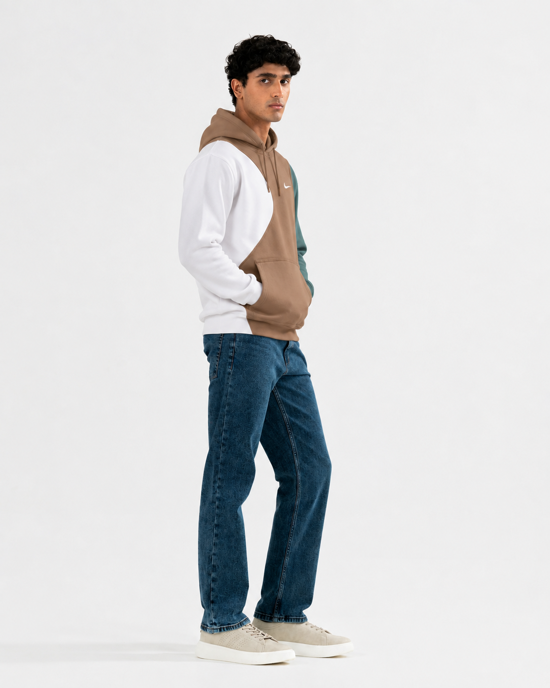 Winter Brown Multi Basic Hoodie For Men