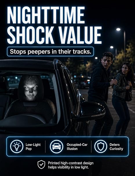 Ghost Face Headrest Covers with Glowing-Eye Effects