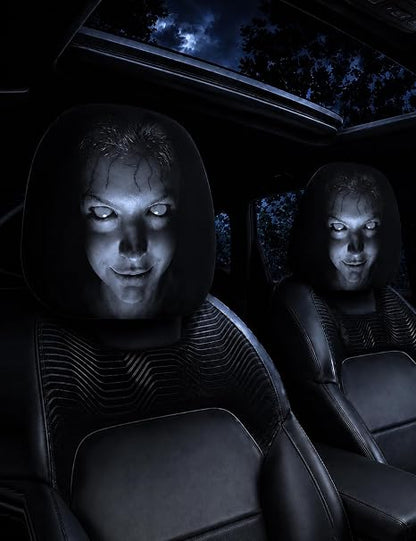 Ghost Face Headrest Covers with Glowing-Eye Effects