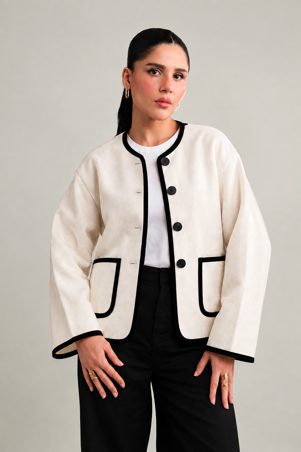 Winter Long Sleeve Winter Trim Coat + Shawl