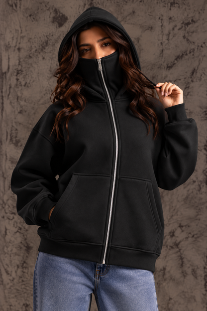 Balaclava Ninja Zipper Hoodie Jacket For Women
