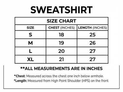 Winter Shadow Face Sweatshirt For Women - Size chart
