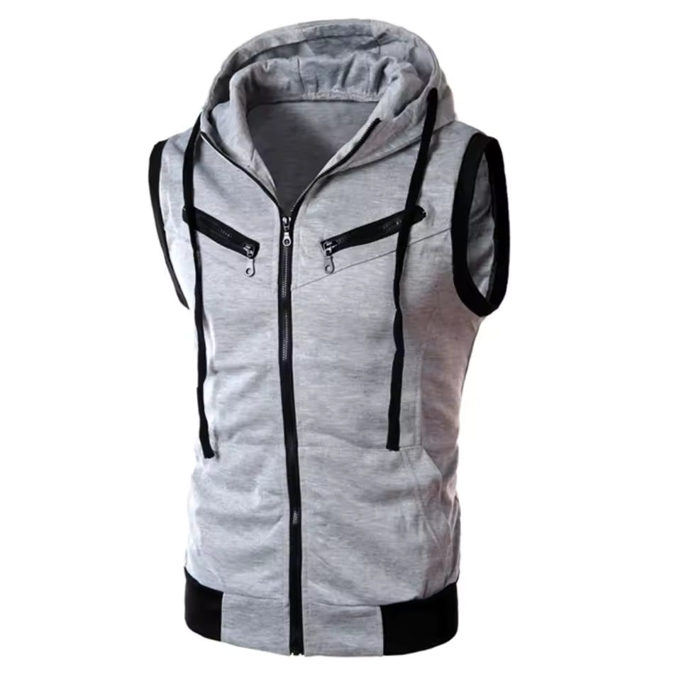 Winter Sleeveless Hooded Zipper For Men