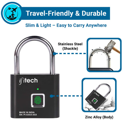Fingerprint Lock – Smart Padlock with Keyless Biometric Access (USB Rechargeable)