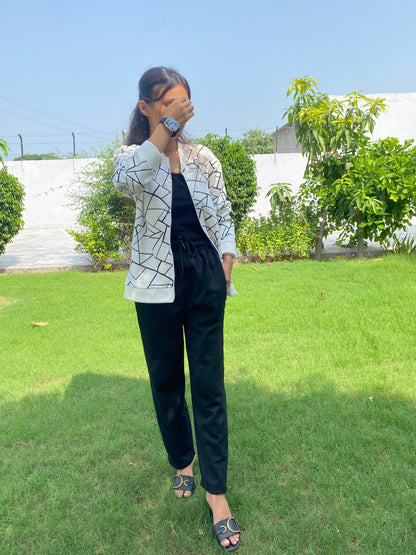 Winter Geo Printed Jacket For Women