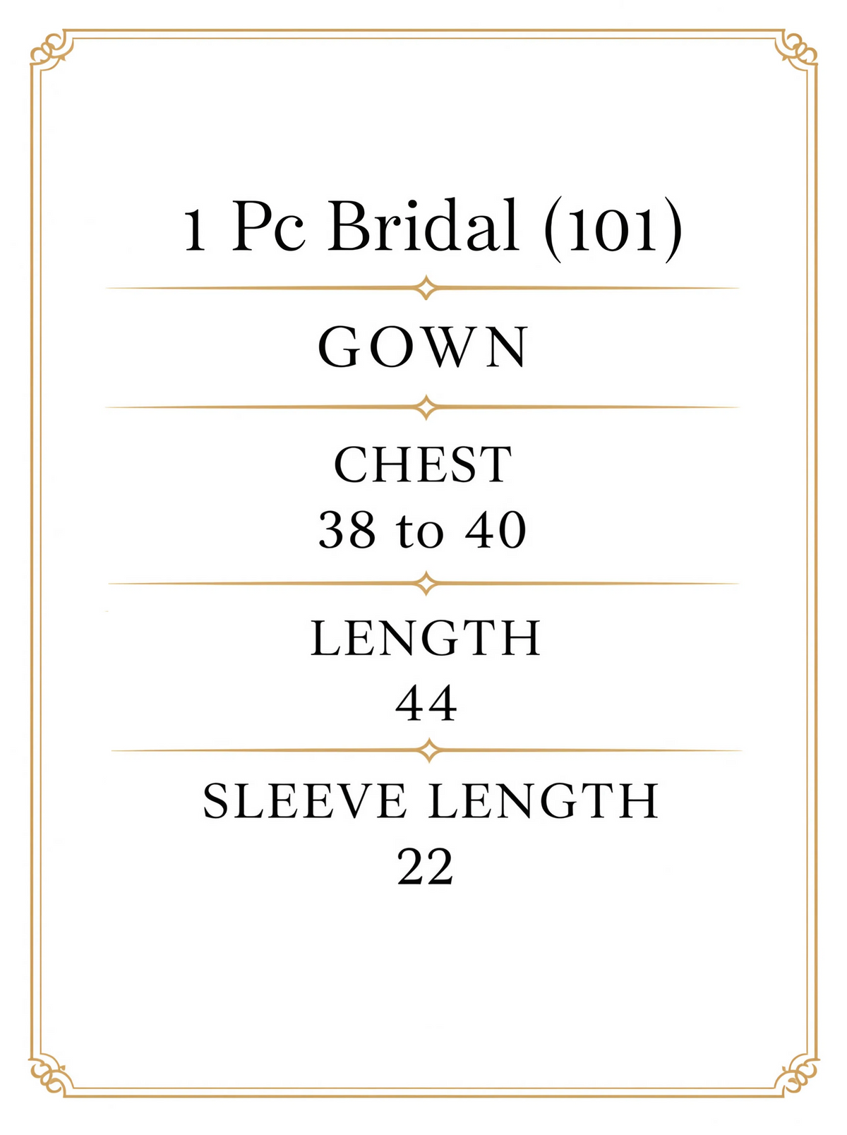 1 Piece Premium Bridal - Long Style Lace V-Neckline Nighty - Size chart