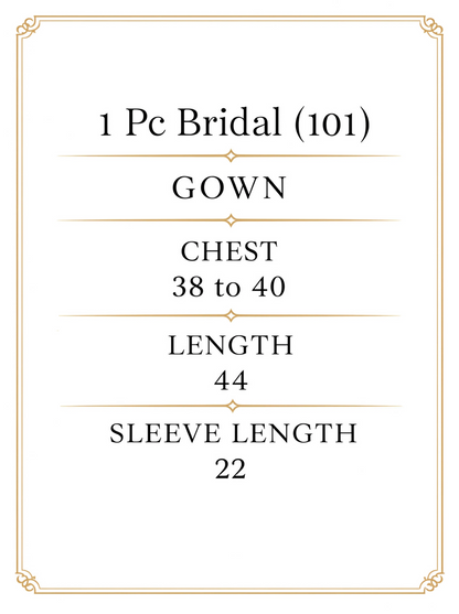 1 Piece Premium Bridal - Long Style Lace V-Neckline Nighty - Size chart