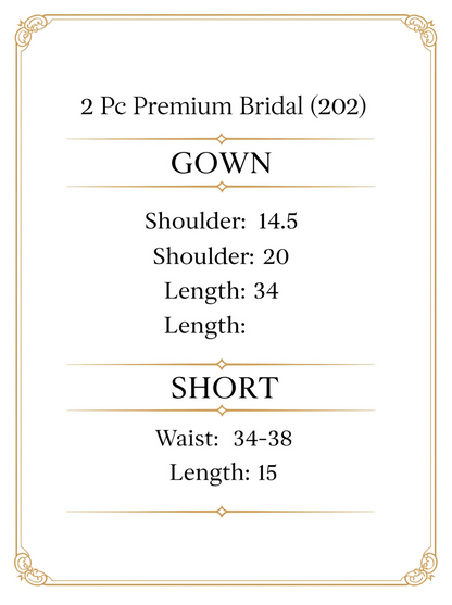 2 Piece Premium Bridal - Robe With Black Lace Trim Nighty - Size chart