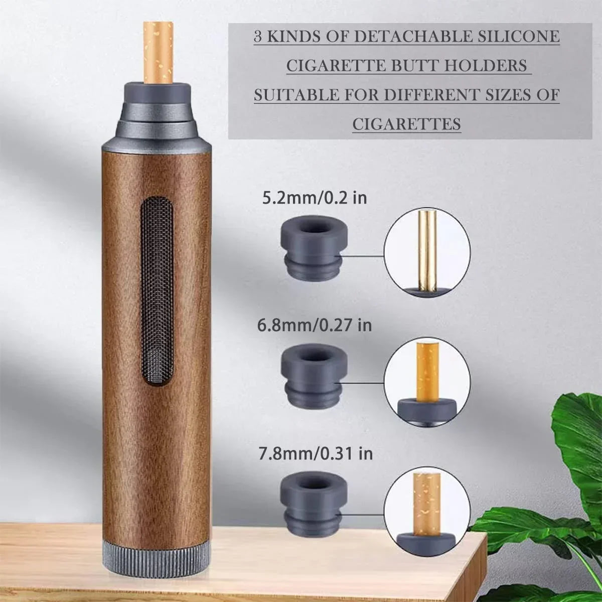 Portable Mini Car Ashtray with Lid – Fireproof Walnut
