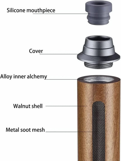 Portable Mini Car Ashtray with Lid – Fireproof Walnut