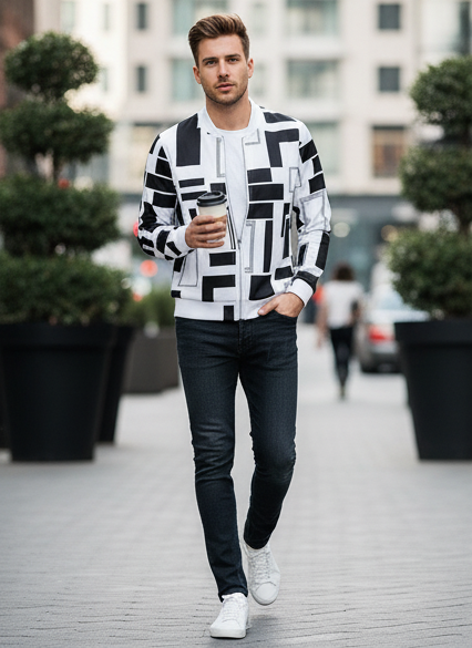Winter Urban Gridlock Bomber Jacket For Men