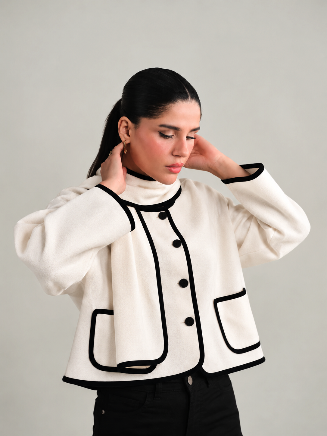 Winter Long Sleeve Winter Trim Coat + Shawl