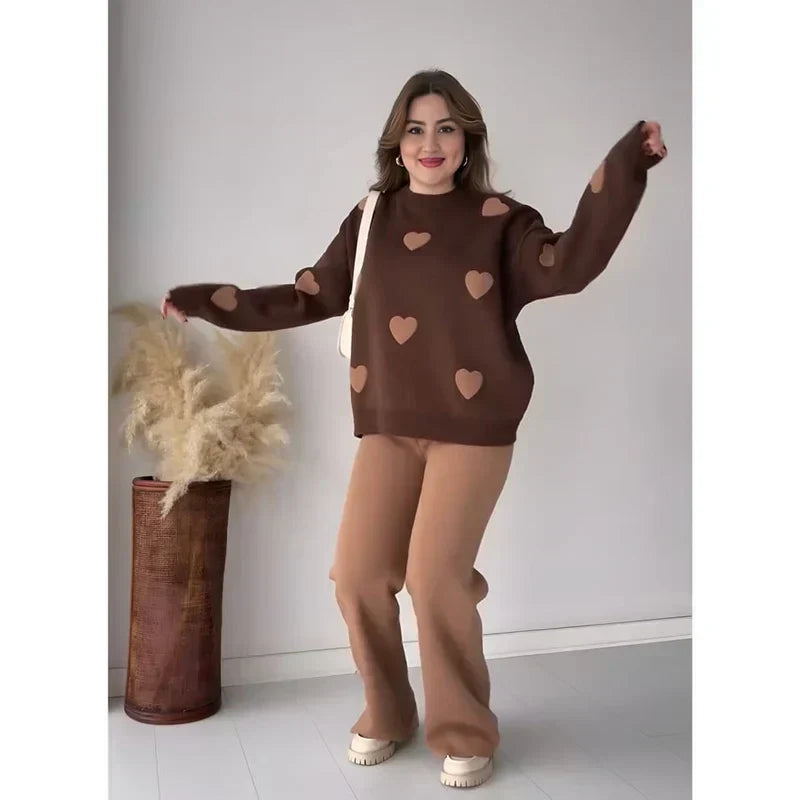 Winter Heart Printed 2 PC Co-Ord Set