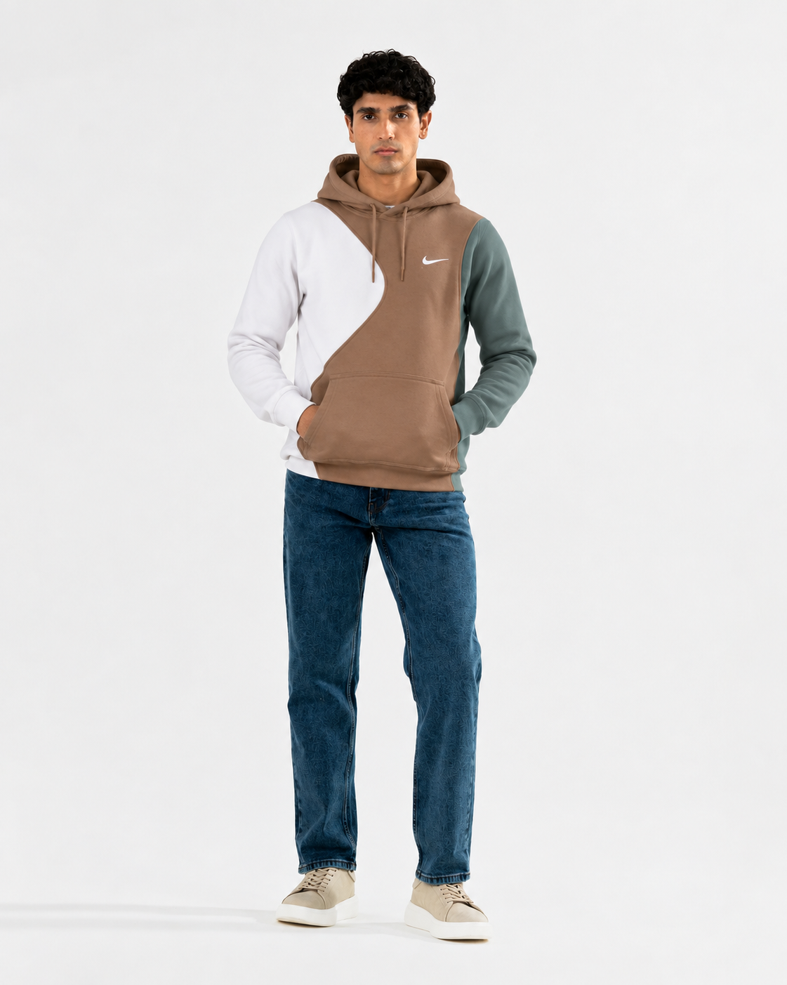 Winter Brown Multi Basic Hoodie For Men