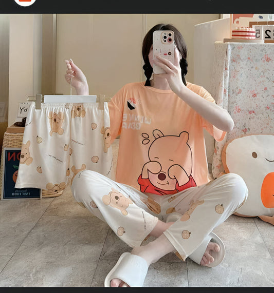 3 Piece Peach Shyness Nightwear