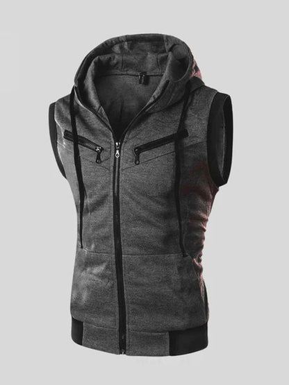 Winter Sleeveless Hooded Zipper For Men